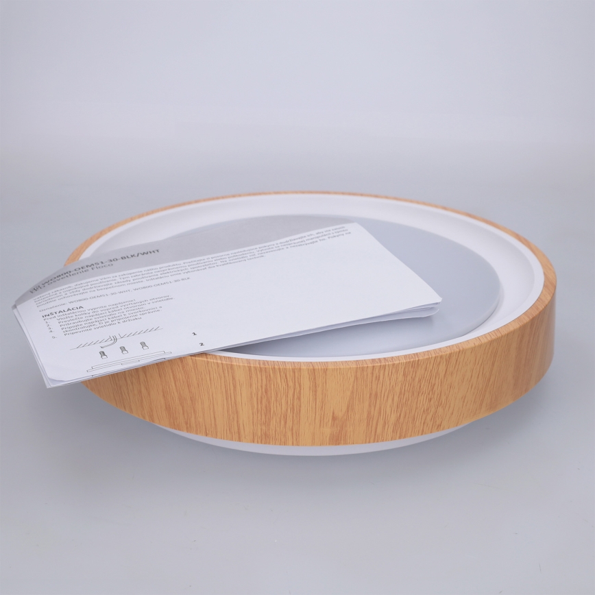 Brilagi - LED-kattovalaisin FLOCO LED/24W/230V Ø 30 cm puukuosi/valkoinen