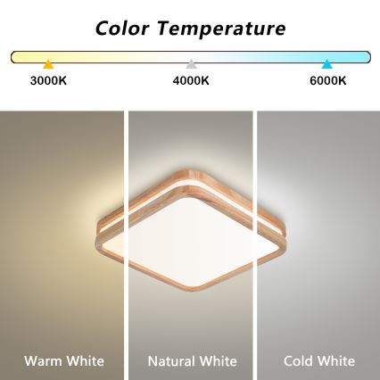 BRILAGI - LED-kattovalaisin MOLINA SQUARE LED/32W/230V 3000/4000/6000K tammi 30x30 cm