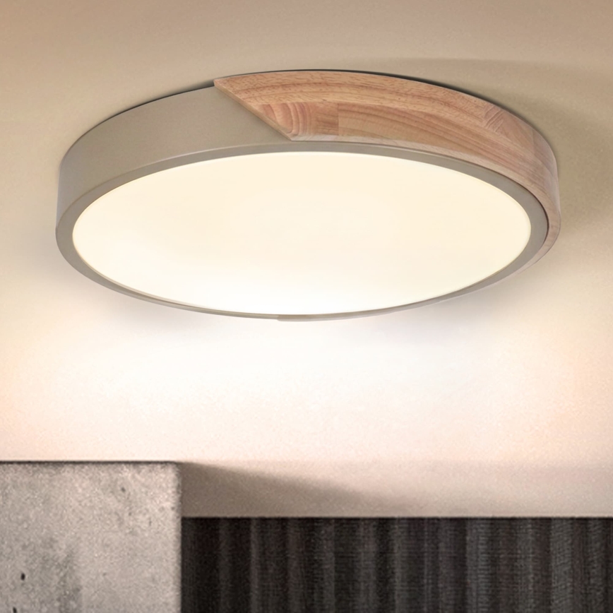 BRILAGI - LED-kattovalaisin PILANA LED/24W/230V tammi/beige, halkaisija 30 cm