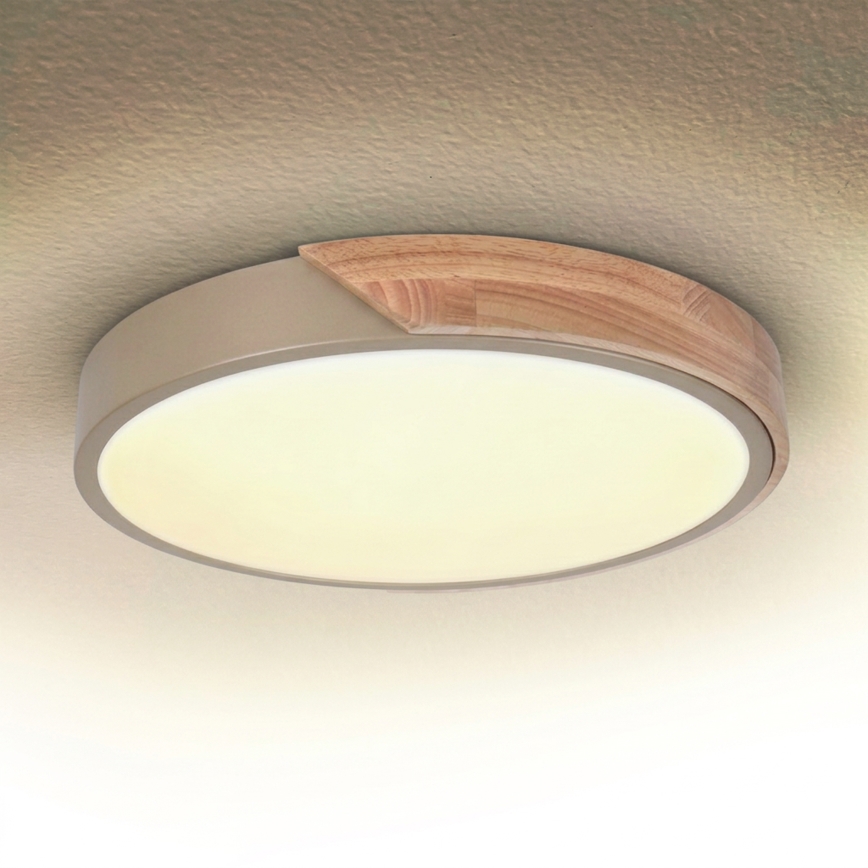 BRILAGI - LED-kattovalaisin PILANA LED/24W/230V tammi/beige, halkaisija 30 cm