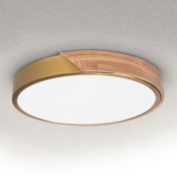 BRILAGI - LED-kattovalaisin PILANA LED/24W/230V tammi/kulta Ø 30 cm