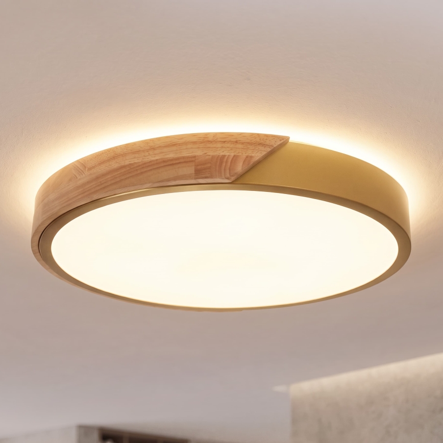 BRILAGI - LED-kattovalaisin PILANA LED/24W/230V tammi/kulta Ø 30 cm