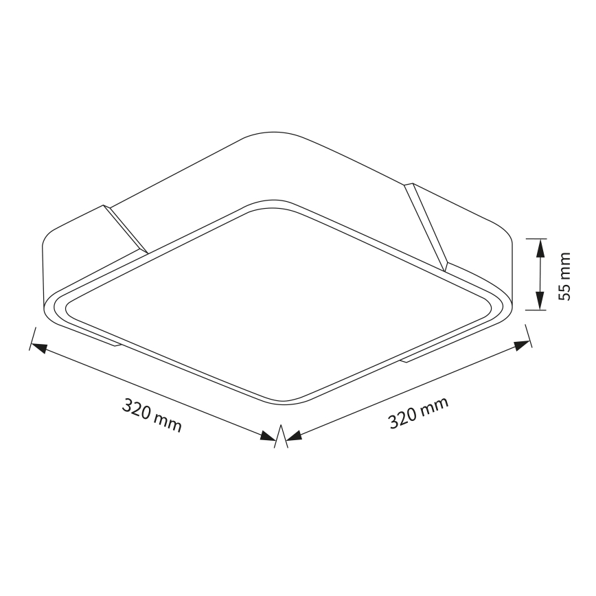 Brilagi - LED-kattovalaisin PILANA LED/24W/230V tammi/musta 32x32 cm