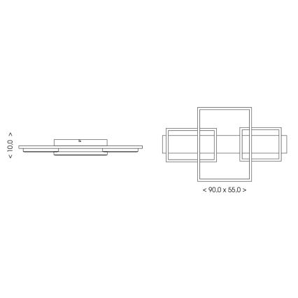 BRILAGI - LED-kattovalaisin PLANK, 35 W / 230 V, 4000 K, 55 x 90 cm, puuviimeistely