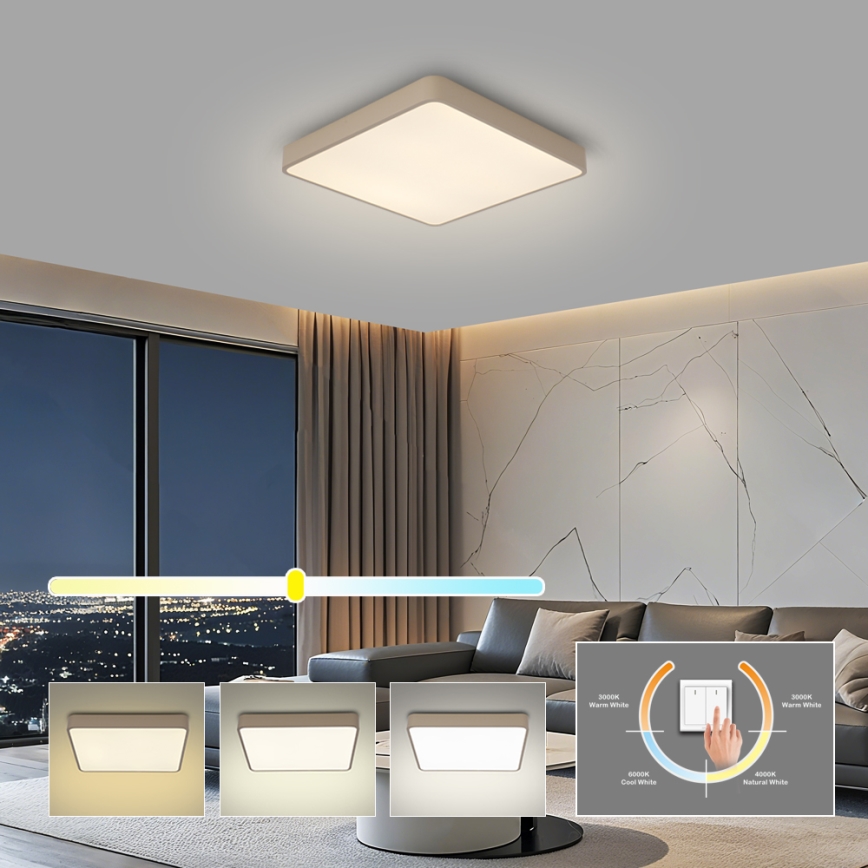 Brilagi - LED-kattovalaisin POOL 48W/230V 3000/4000/6000K 50x50 cm beige