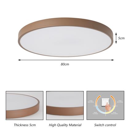 Brilagi - LED-kattovalaisin POOL LED/100W/230V 3000/4000/6000K halkaisija 80 cm ruskea