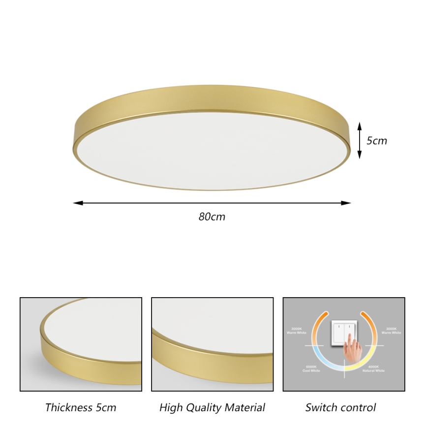 Brilagi - POOL LED-kattovalaisin, 100 W, 230 V, 3000/4000/6000 K, halkaisija 80 cm, kultainen