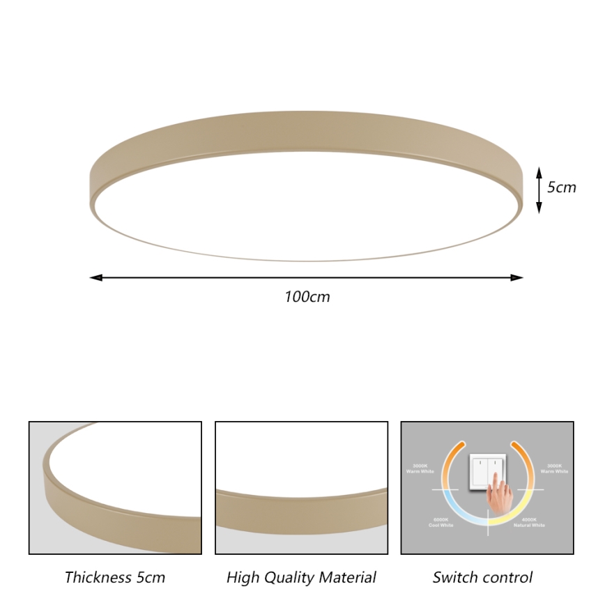 Brilagi - POOL LED -kattovalaisin 128 W, 230 V, 3000/4000/6000 K, Ø 100 cm, beige