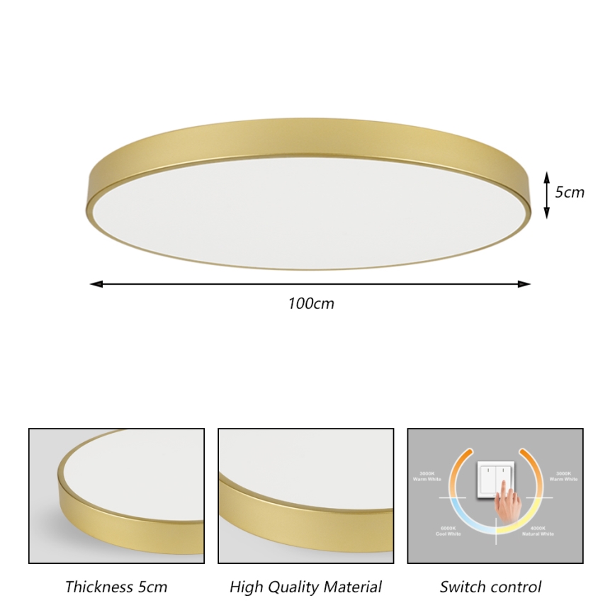 Brilagi - LED-kattovalaisin POOL LED/128W/230V 3000/4500/6000K Ø 100 cm, kultainen