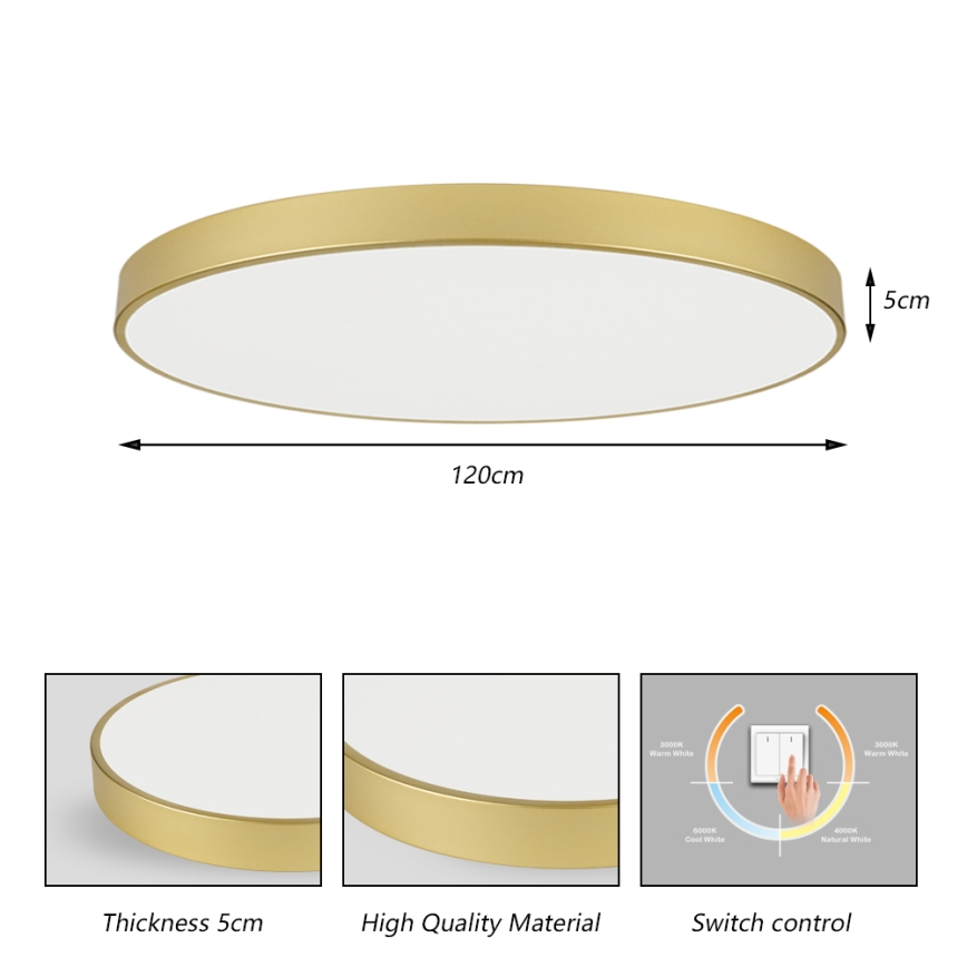 Brilagi - LED-kattovalaisin POOL LED/180W/230V 3000/4500/6000K halkaisija 120 cm kultainen
