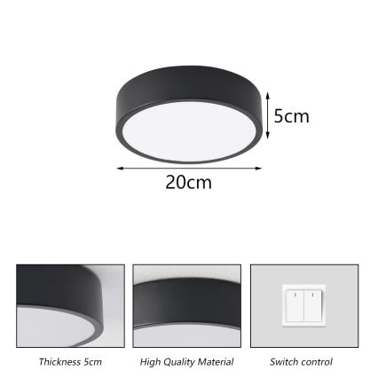Brilagi - LED-kattovalaisin POOL LED/18W/230V 3000/4500/6000K halkaisija 20 cm musta