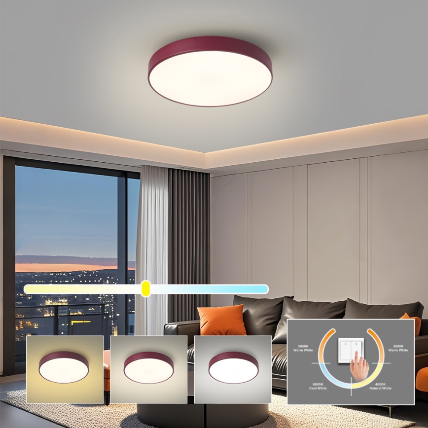 Brilagi - LED-kattovalaisin POOL LED/36W/230V 3000/4000/6000K halkaisija 30 cm burgundinpunainen