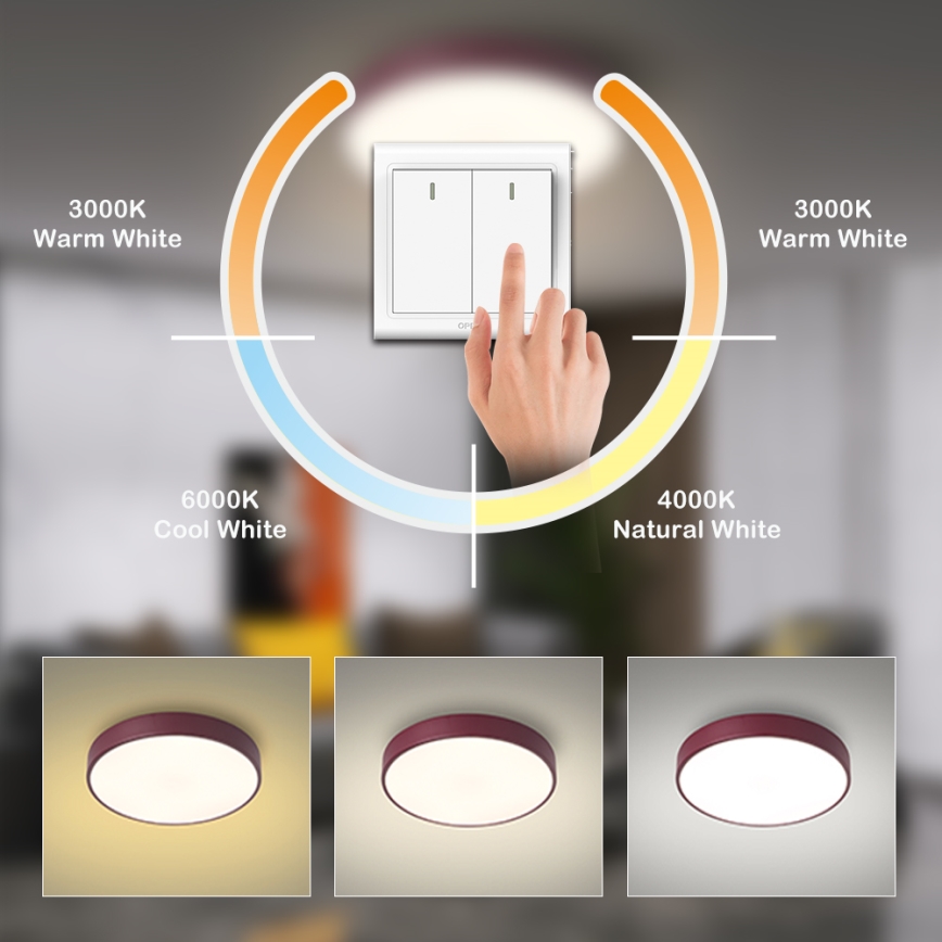 Brilagi - LED-kattovalaisin POOL LED/36W/230V 3000/4000/6000K Ø 30 cm burgundinpunainen