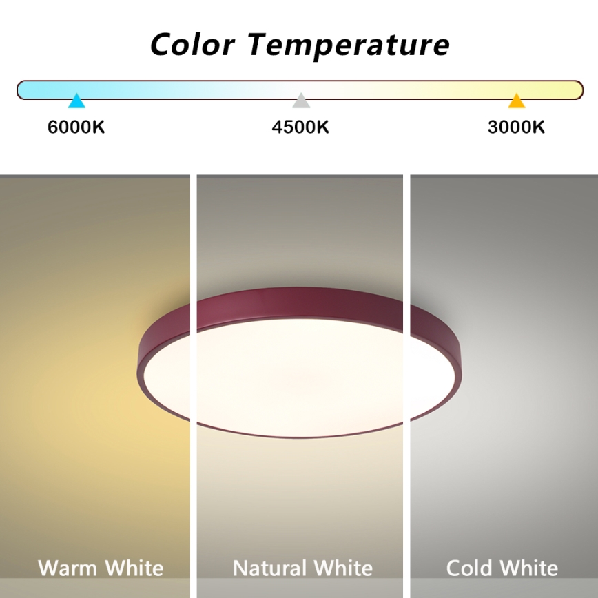 Brilagi - LED-kattovalaisin POOL LED/36W/230V 3000/4000/6000K Ø 30 cm burgundinpunainen