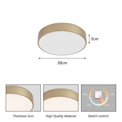 BRILAGI - LED-kattovalaisin POOL LED/36W/230V 3000/4000/6000K halkaisija 30 cm kultainen