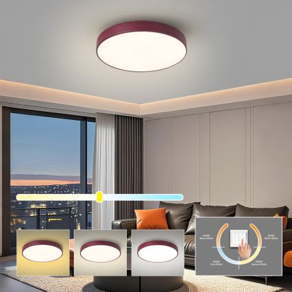 Brilagi - LED-kattovalaisin POOL LED, 48 W, 230 V, 3000/4000/6000 K, Ø 40 cm, viininpunainen