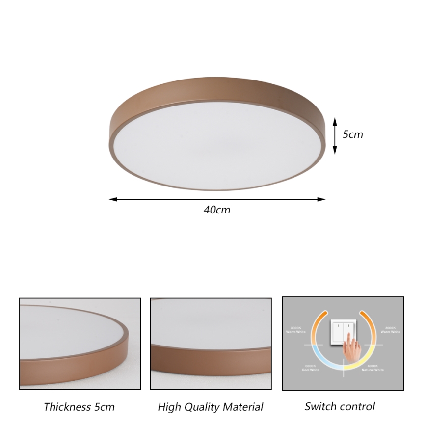 Brilagi - LED-kattovalaisin POOL LED/48W/230V 3000/4000/6000 K, Ø 40 cm, ruskea