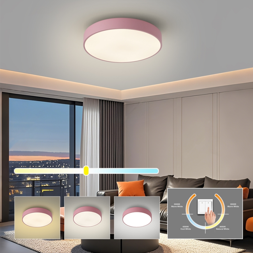 Brilagi - LED-kattovalaisin POOL LED/48W/230V 3000/4000/6000K halkaisija 40 cm vaaleanpunainen