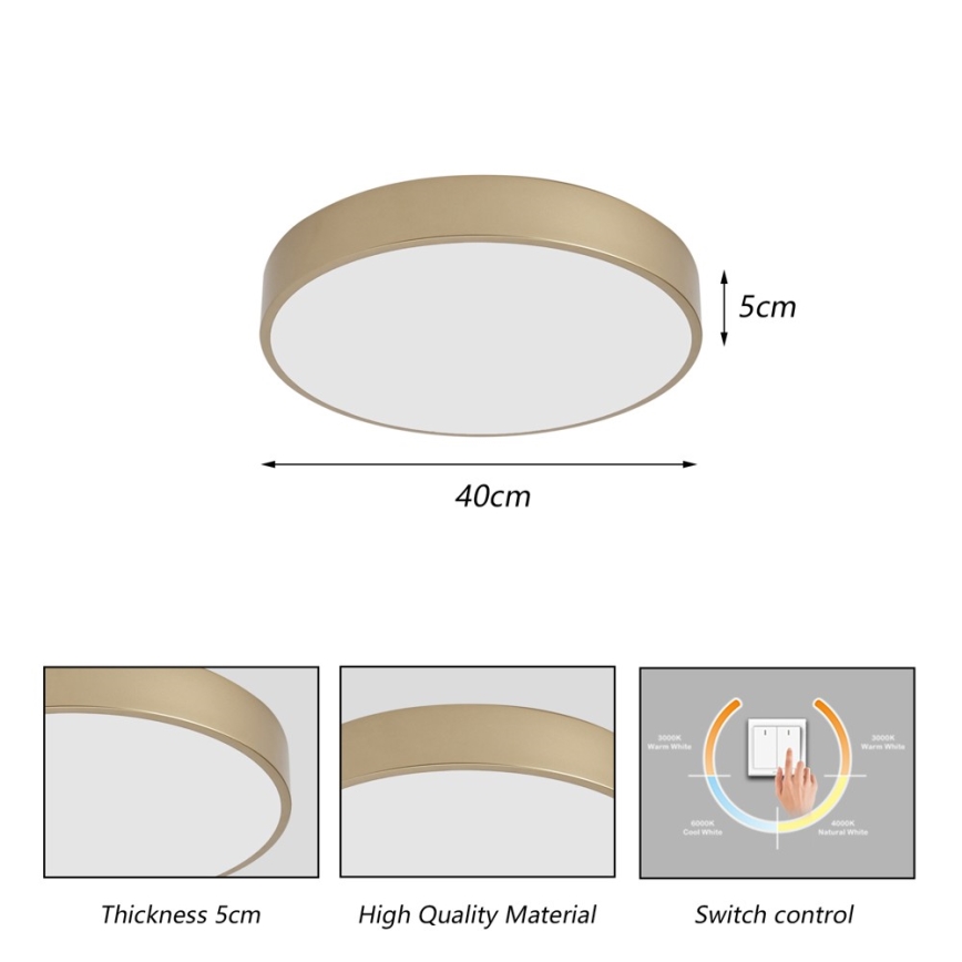 BRILAGI - LED-kattovalaisin POOL LED/48W/230V 3000/4000/6000K halkaisija 40 cm kultainen