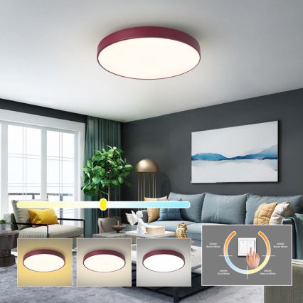 Brilagi - LED-kattovalaisin POOL LED/60W/230V 3000/4000/6000K, halkaisija 50 cm, burgundinpunainen