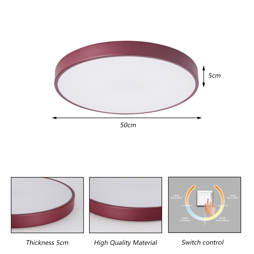 Brilagi - LED-kattovalaisin POOL LED/60W/230V 3000/4000/6000K, halkaisija 50 cm, burgundinpunainen