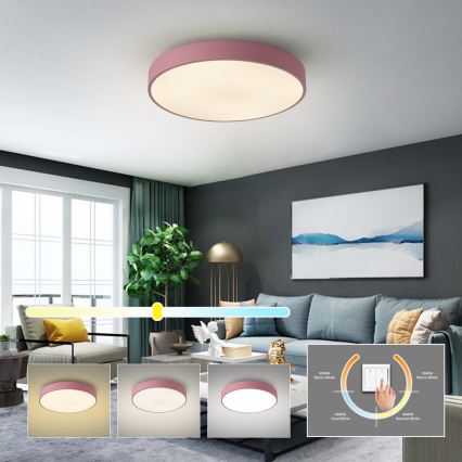 Brilagi - LED-kattovalaisin POOL LED/60W/230V 3000/4000/6000K Ø 50 cm vaaleanpunainen