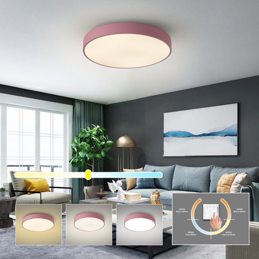 Brilagi - LED-kattovalaisin POOL LED/60W/230V 3000/4000/6000K Ø 50 cm vaaleanpunainen