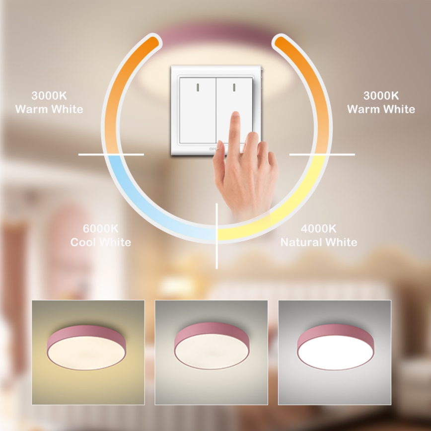 Brilagi - LED-kattovalaisin POOL LED/60W/230V 3000/4000/6000K Ø 50 cm vaaleanpunainen