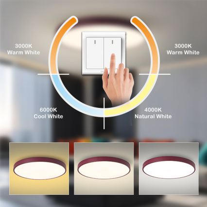 Brilagi - LED-kattovalaisin POOL LED/60W/230V 3000/4000/6000K halkaisija 60 cm burgundinpunainen