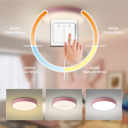 Brilagi - LED-kattovalaisin POOL LED/60W/230V 3000/4000/6000K Ø 60 cm, vaaleanpunainen