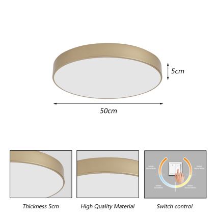 BRILAGI - LED-kattovalaisin POOL LED/60W/230V 3000/4000/6000K halkaisija 50 cm kulta