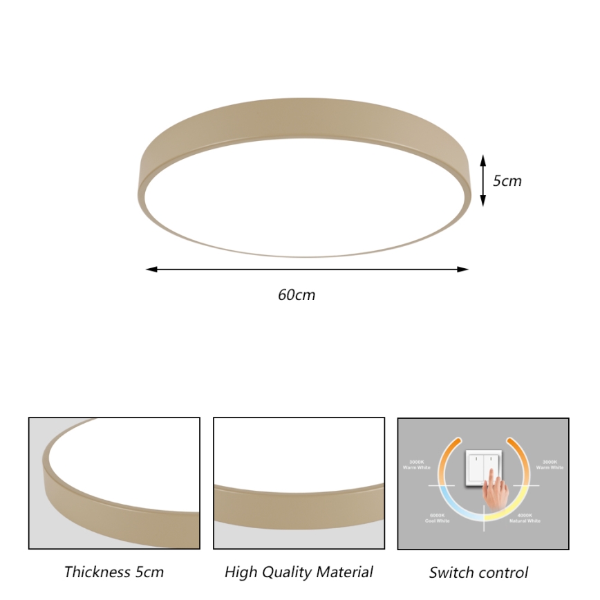 Brilagi - LED-kattovalaisin POOL LED/60W/230V 3000/4000/6000K, halkaisija 60 cm, beige