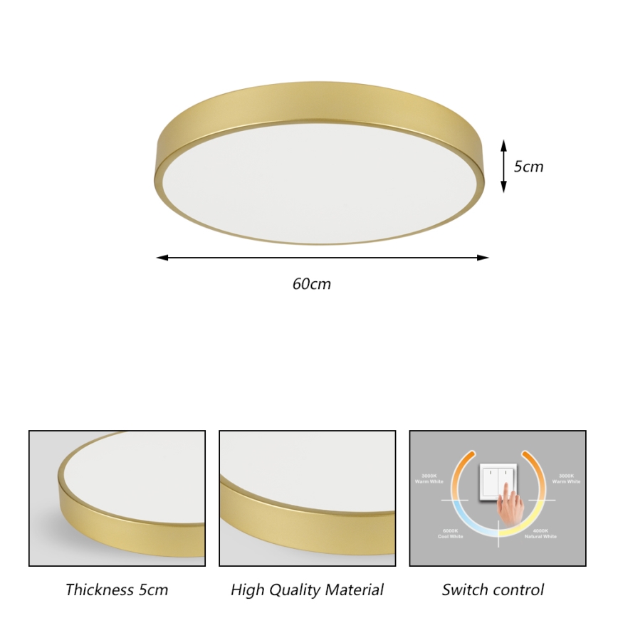 Brilagi - LED-kattovalaisin POOL LED/60W/230V 3000/4000/6000K halkaisija 60 cm kultainen