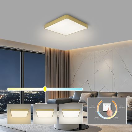 BRILAGI - LED-kattovalaisin POOL SQUARE LED/36W/230V 3000/4000/6000K 40x40 cm kultainen