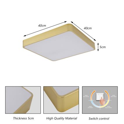 BRILAGI - LED-kattovalaisin POOL SQUARE LED/36W/230V 3000/4000/6000K 40x40 cm kultainen