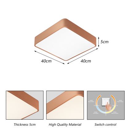 BRILAGI - LED-kattovalaisin POOL SQUARE LED/36W/230V 3000/4000/6000K 40x40 cm pronssinvärinen