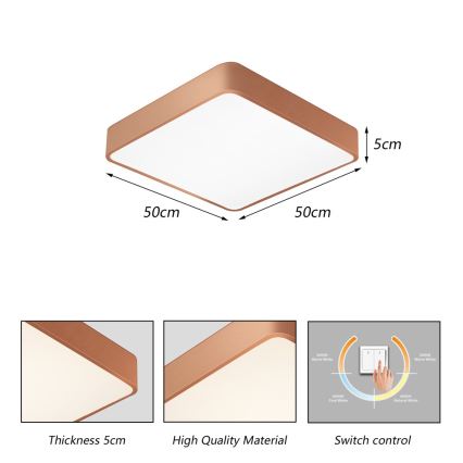 BRILAGI - LED-kattovalaisin POOL SQUARE LED/48W/230V 3000/4000/6000K 50x50 cm pronssinvärinen