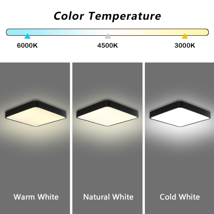 Brilagi - LED-kattovalaisin POOL SQUARE LED/48W/230V 3000/4500/6000K 50x50 cm musta