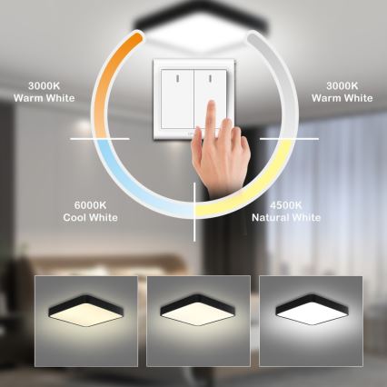 Brilagi - LED-kattovalaisin POOL SQUARE LED/48W/230V 3000/4500/6000K 50x50 cm musta