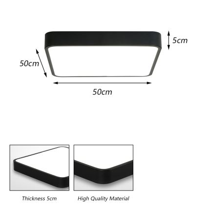 Brilagi - LED-kattovalaisin POOL SQUARE LED/48W/230V 3000/4500/6000K 50x50 cm musta