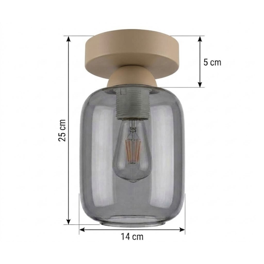 BRILAGI - LED-kattovalaisin RETRO GLASS 1xE27/60W/230V halkaisija 14 cm beige/savunharmaa