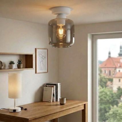 BRILAGI - LED-kattovalaisin RETRO GLASS 1xE27/60W/230V halkaisija 14 cm valkoinen/savunharmaa