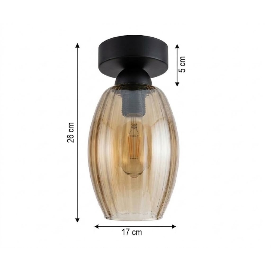 BRILAGI - LED kattovalaisin RETRO GLASS 1xE27/60W/230V halkaisija 17 cm musta/savunbeige