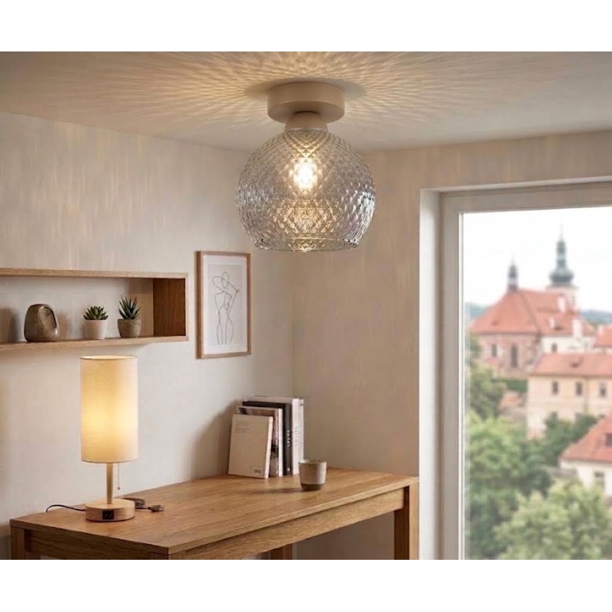 BRILAGI - LED-kattovalaisin RETRO GLASS 1xE27/60W/230V halkaisija 18 cm beige/savunharmaa