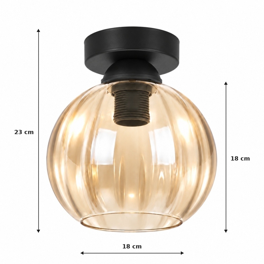BRILAGI - LED-kattovalaisin RETRO GLASS 1xE27/60W/230V halkaisija 18 cm musta/savuinen beige