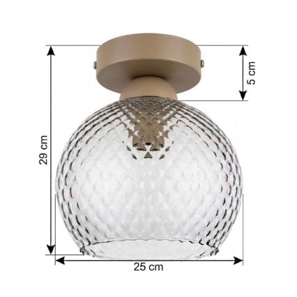 BRILAGI - LED kattovalaisin RETRO GLASS 1xE27/60W/230V halkaisija 25 cm beige/savunharmaa