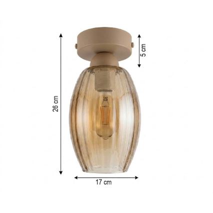 BRILAGI - LED kattovalaisin RETRO GLASS 1xE27/60W/230V halkaisija 17 cm beige/savunbeige