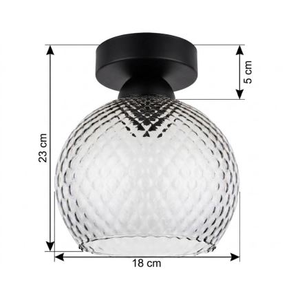 BRILAGI - LED Kattovalaisin RETRO GLASS 1xE27/60W/230V halkaisija 18 cm musta/savunharmaa