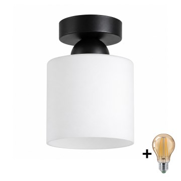 BRILAGI - LED-kattovalaisin RETRO GLASS 1xE27/60W/230V halkaisija 10 cm musta/valkoinen