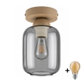 BRILAGI - LED-kattovalaisin RETRO GLASS 1xE27/60W/230V halkaisija 14 cm beige/savunharmaa